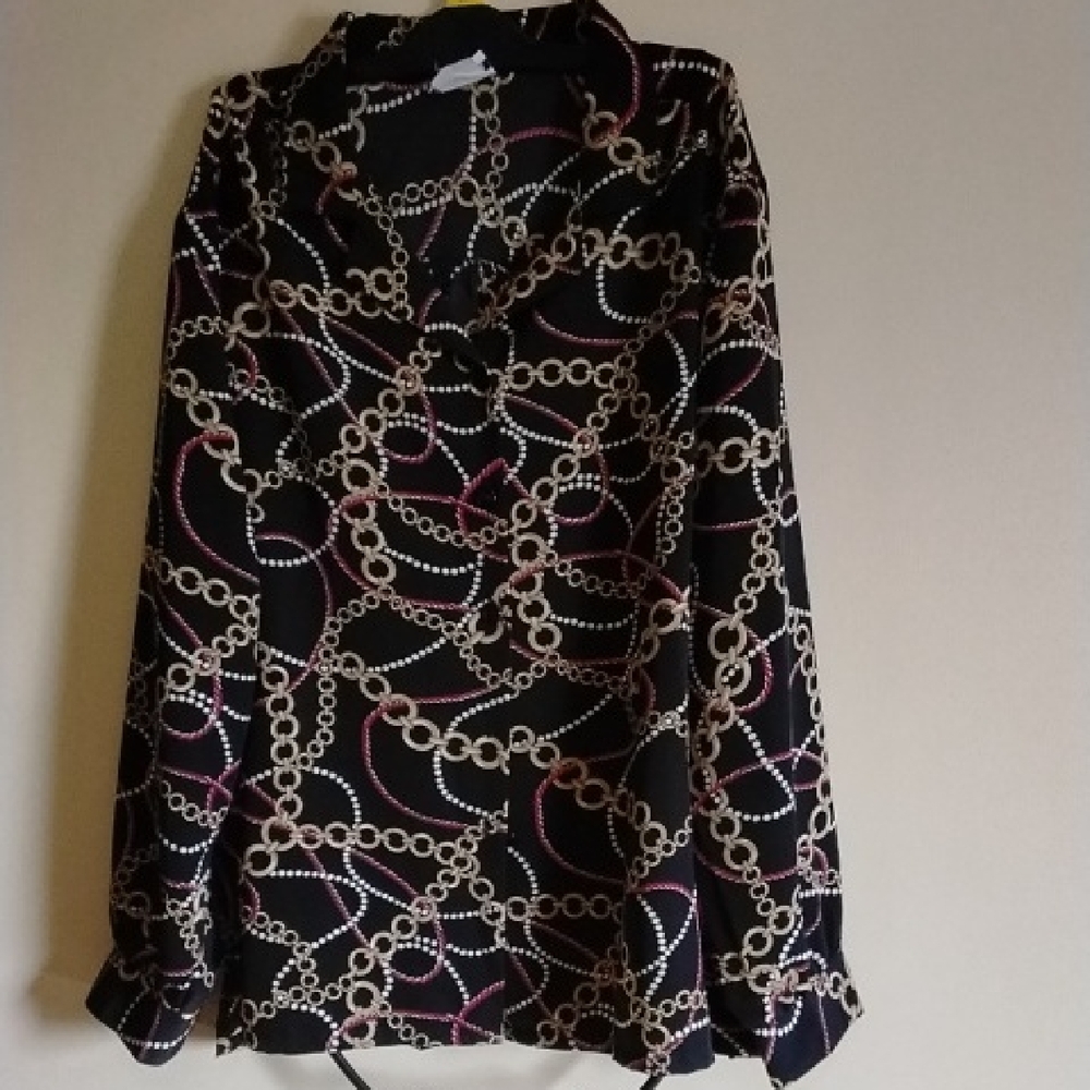 BonWorth Black Blouse with Chain Design
